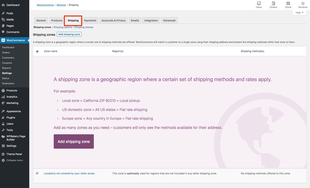 WooCommerce Shipping Settings