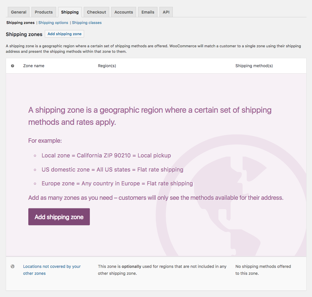 WooCommerce Shipping Settings