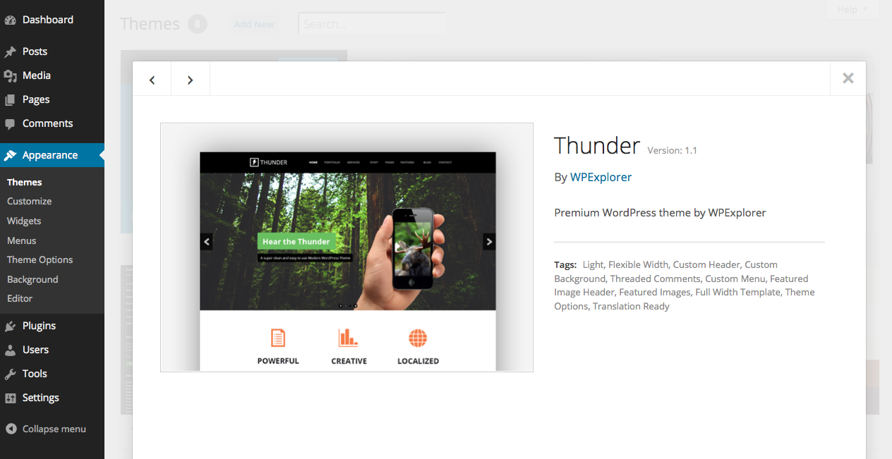 WordPress 3.8 Themes Info