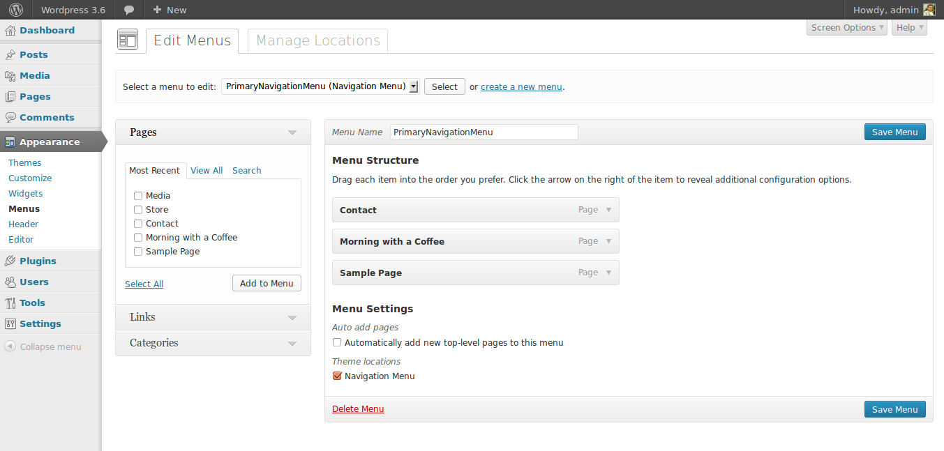 wordpress 3.6