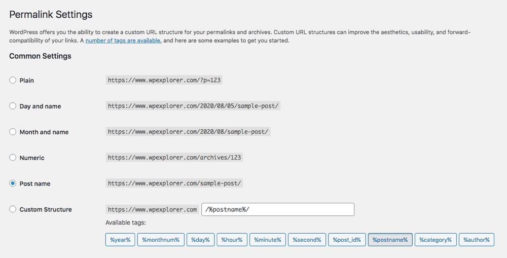 WordPress Permalink Structures