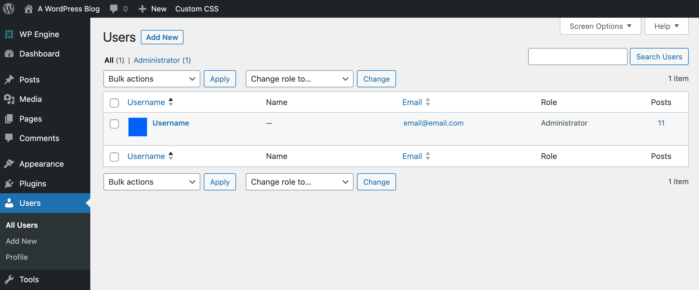 WordPress Dashboard: Users