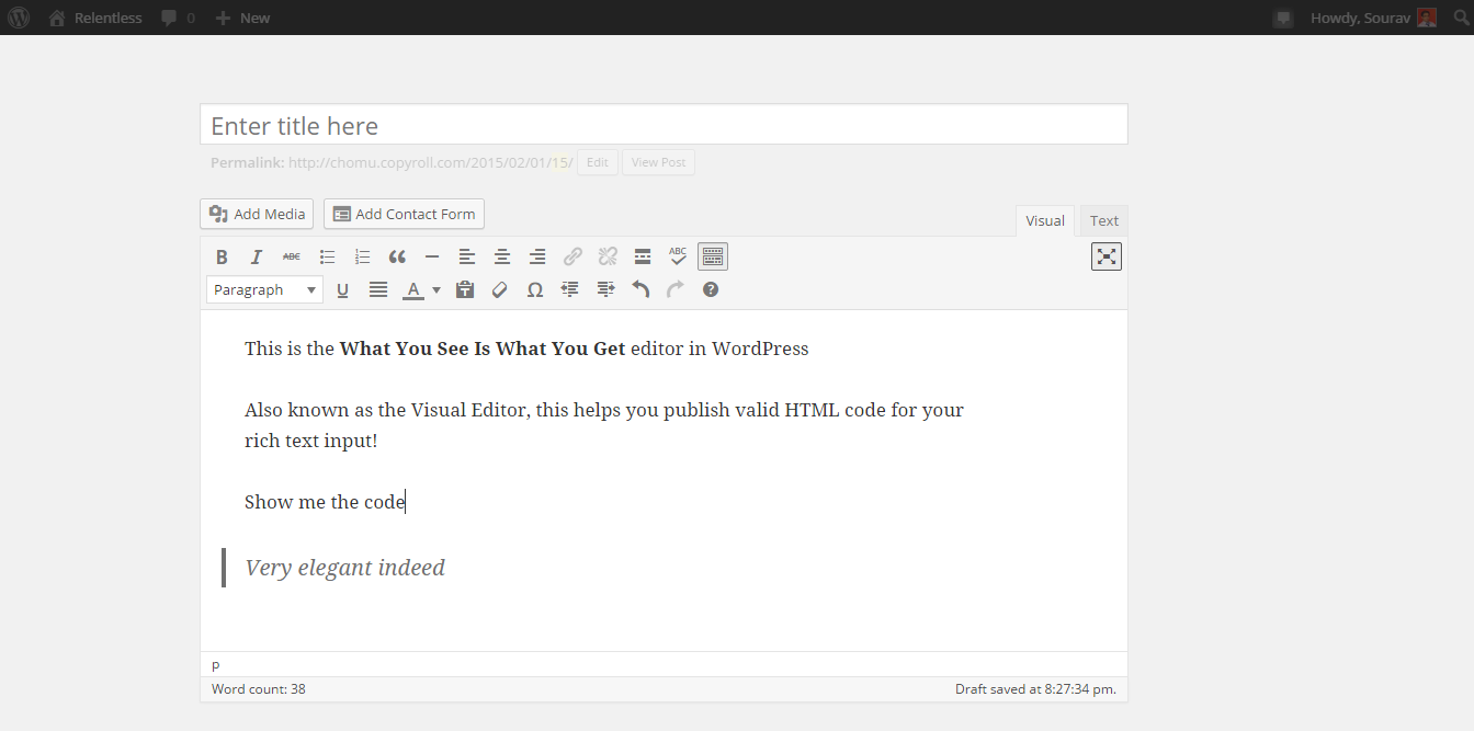 wordpress distraction free writing mode
