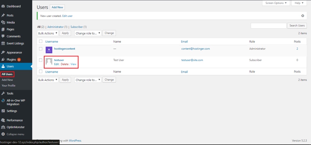 Edit or Delete WordPress User