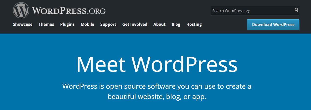 La page d'accueil WordPress.org.