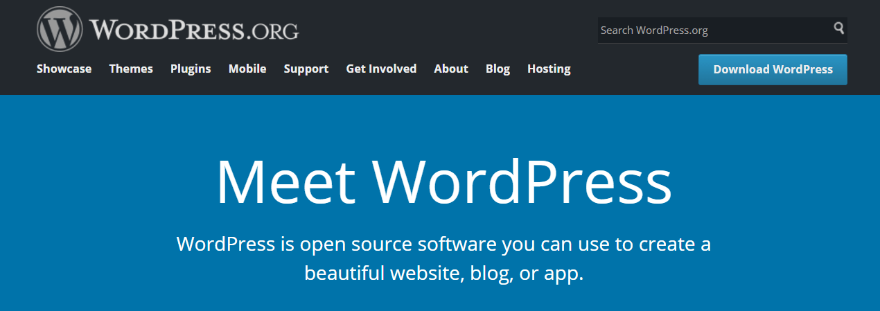 The WordPress.org home page.