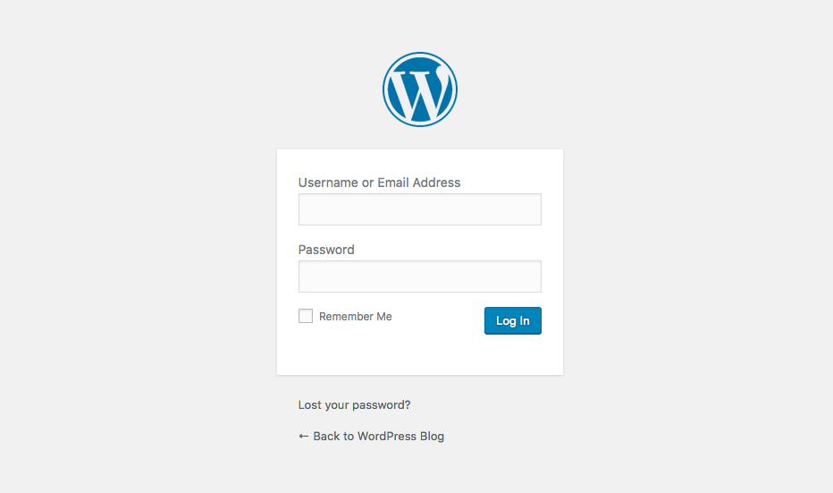 Main WordPress Login Screen