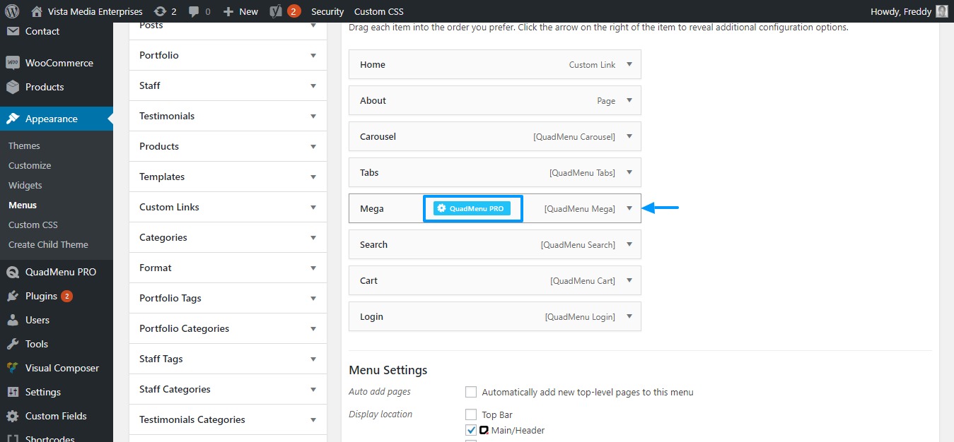 wordpress menus