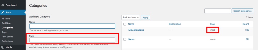 WordPress Category Slug Example