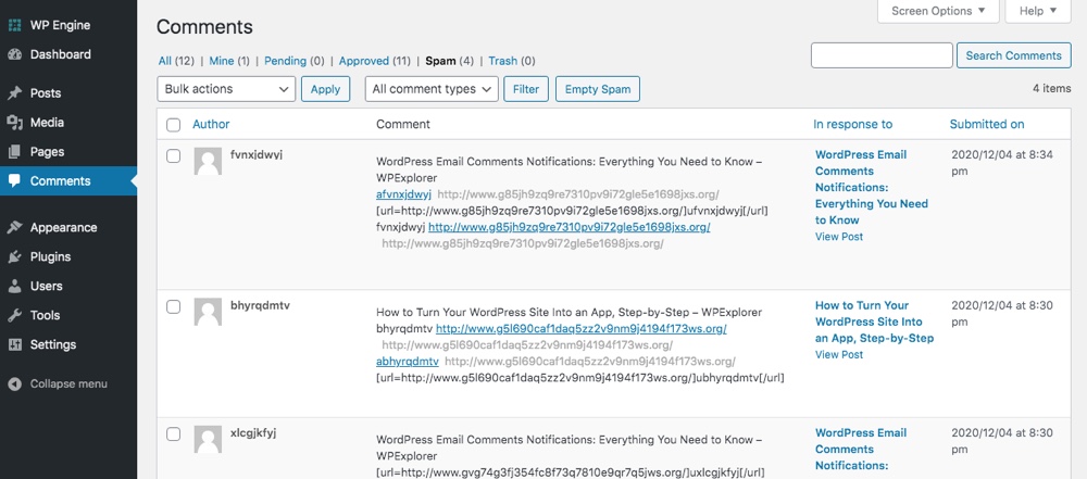 WordPress Comment Spam