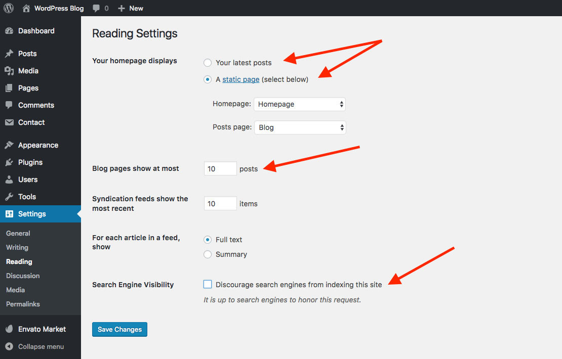 Easy Tips for WordPress Beginners: Reading Settings