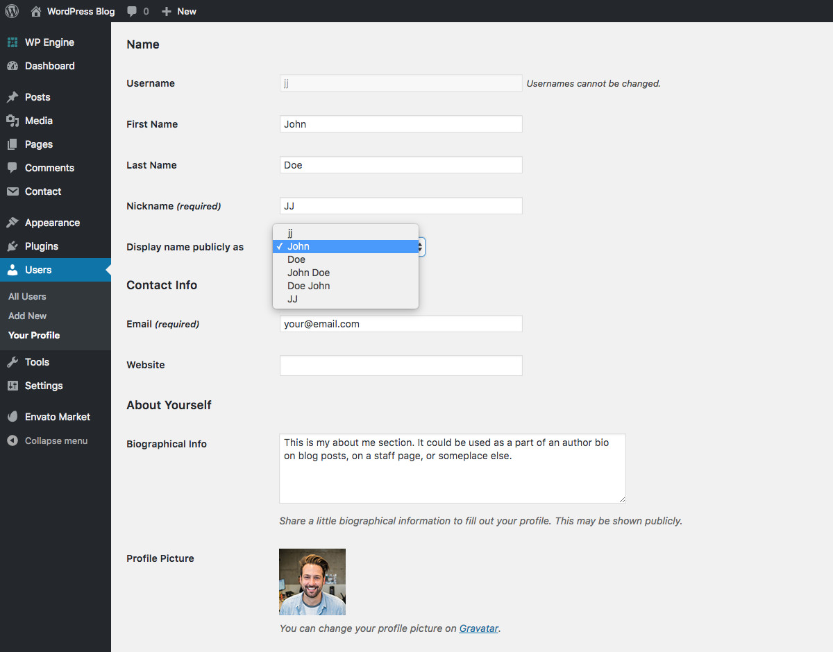 WordPress Settings: User Profile