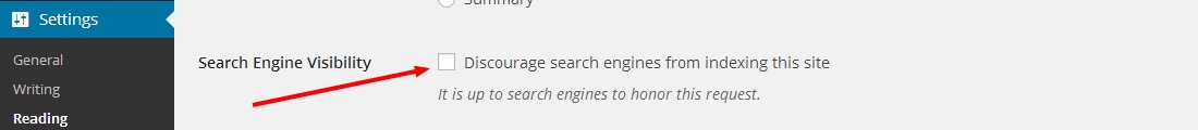 Make Sure to Uncheck for Search Engine Visibility