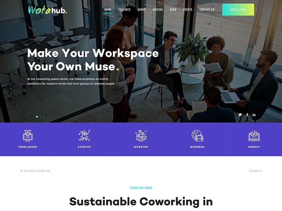 WotaHub - Coworking Space WordPress Theme