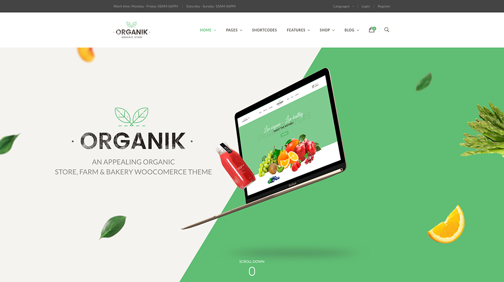 Tema WooCommerce orgánico, agrícola y de panadería de Organik
