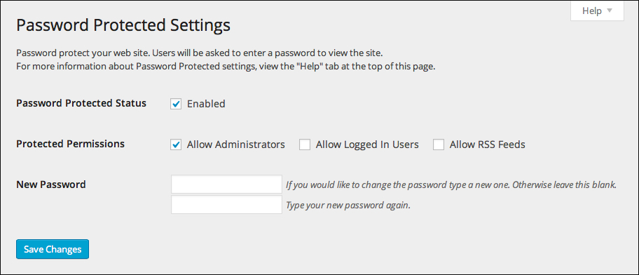 Password Protected WordPress Plugin Settings