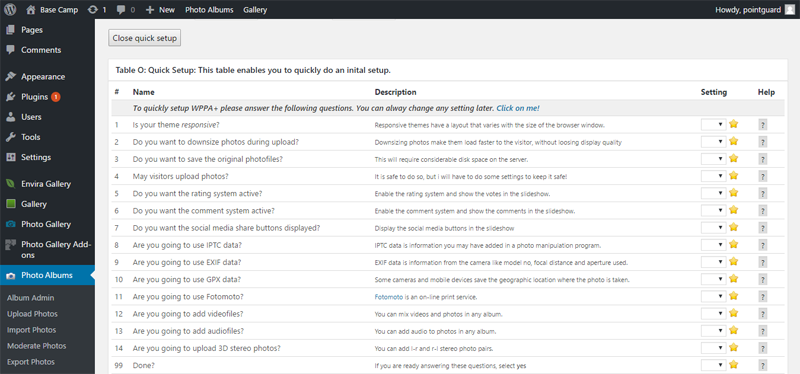 wp photo album plus settings page