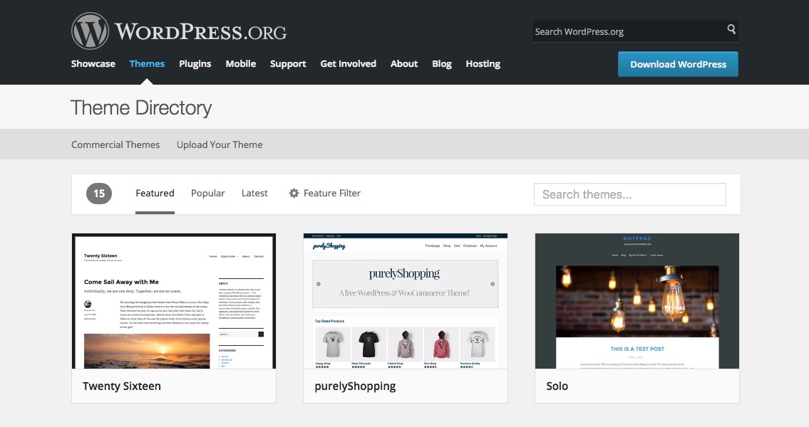WordPress.org Main Theme Directory