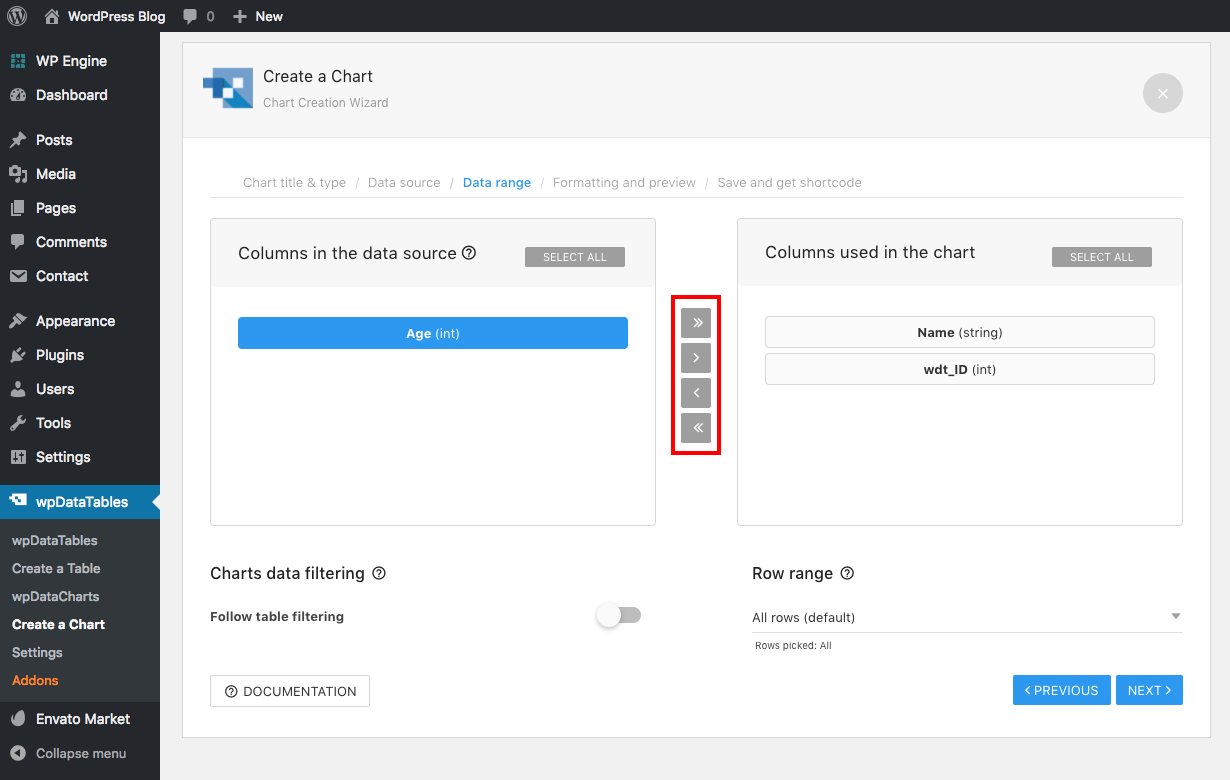 wpDataTables Assign Data