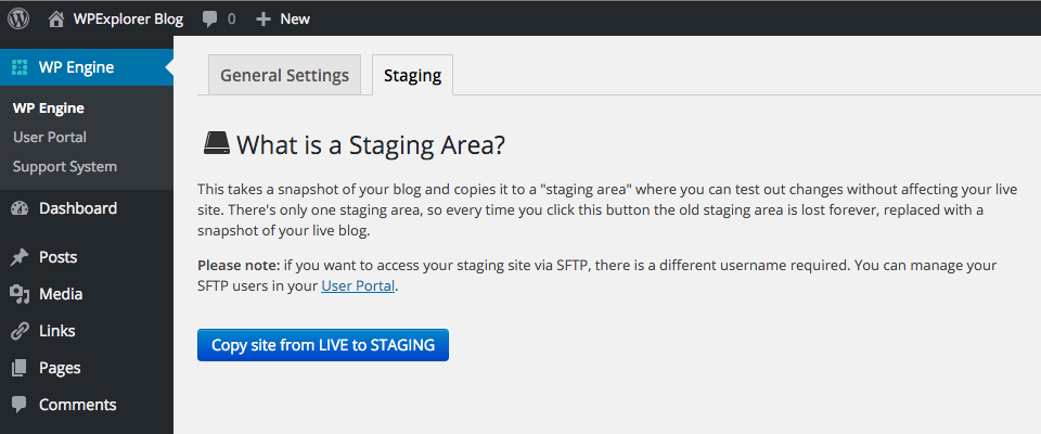 WP Engine Staging Sites