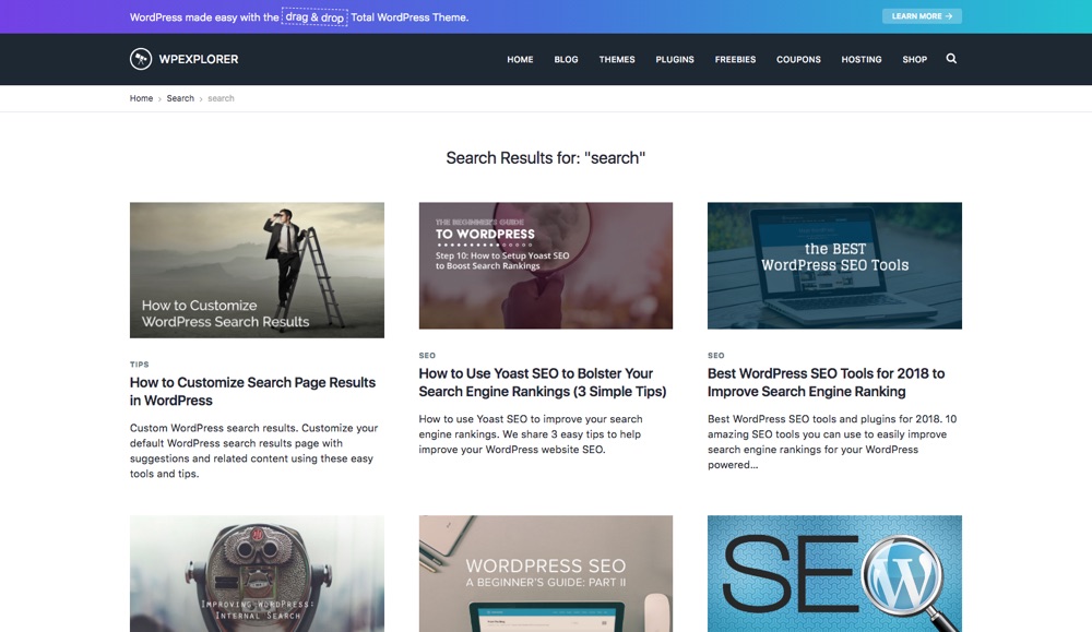WordPress Search Results Pages