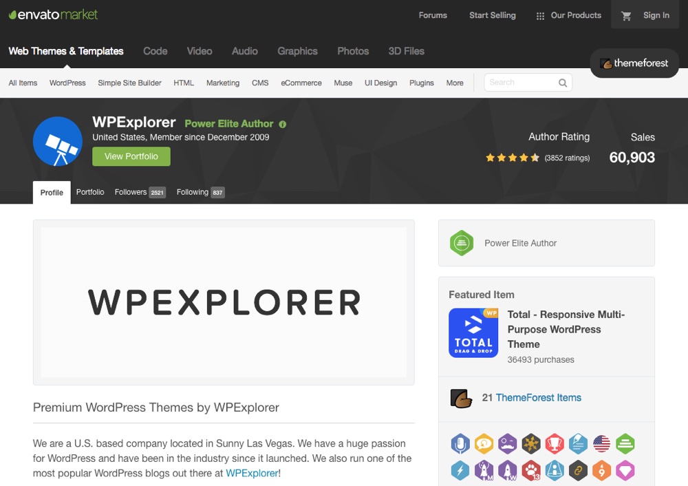 WPExplorer Themeforest Profile