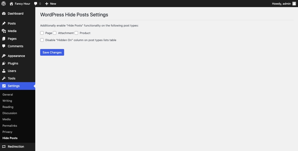 WP Hide Post Settings