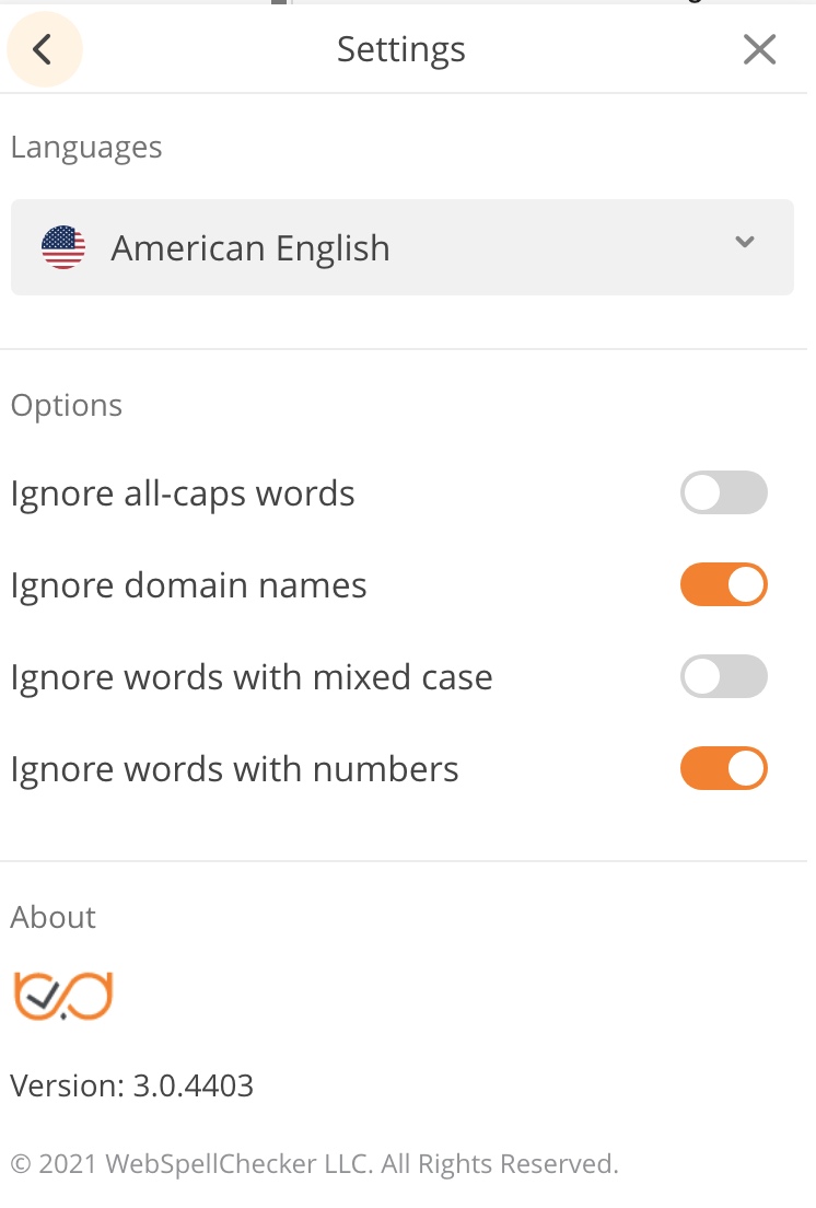 WProofreader Settings