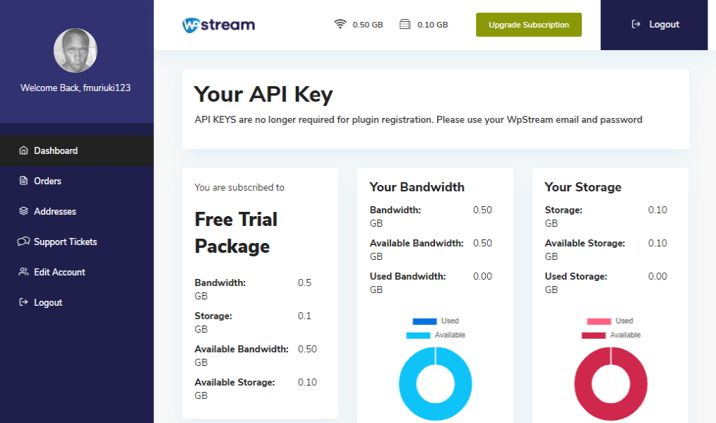 wpstream dashboard