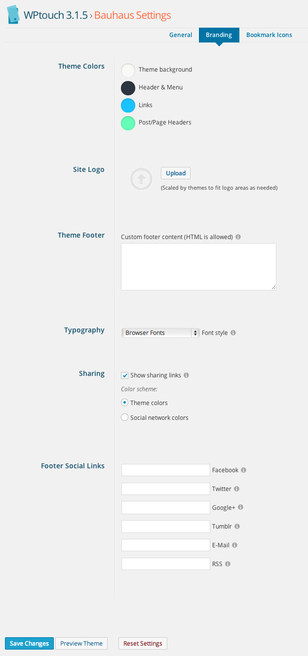 WPtouch Branding Settings