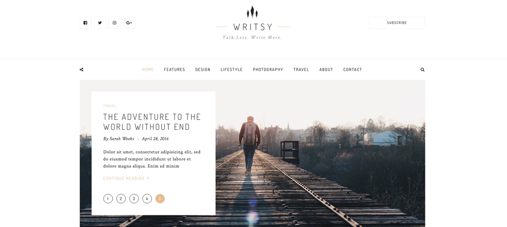  Writsy Clean Faded Vintage WordPress Blog Theme 