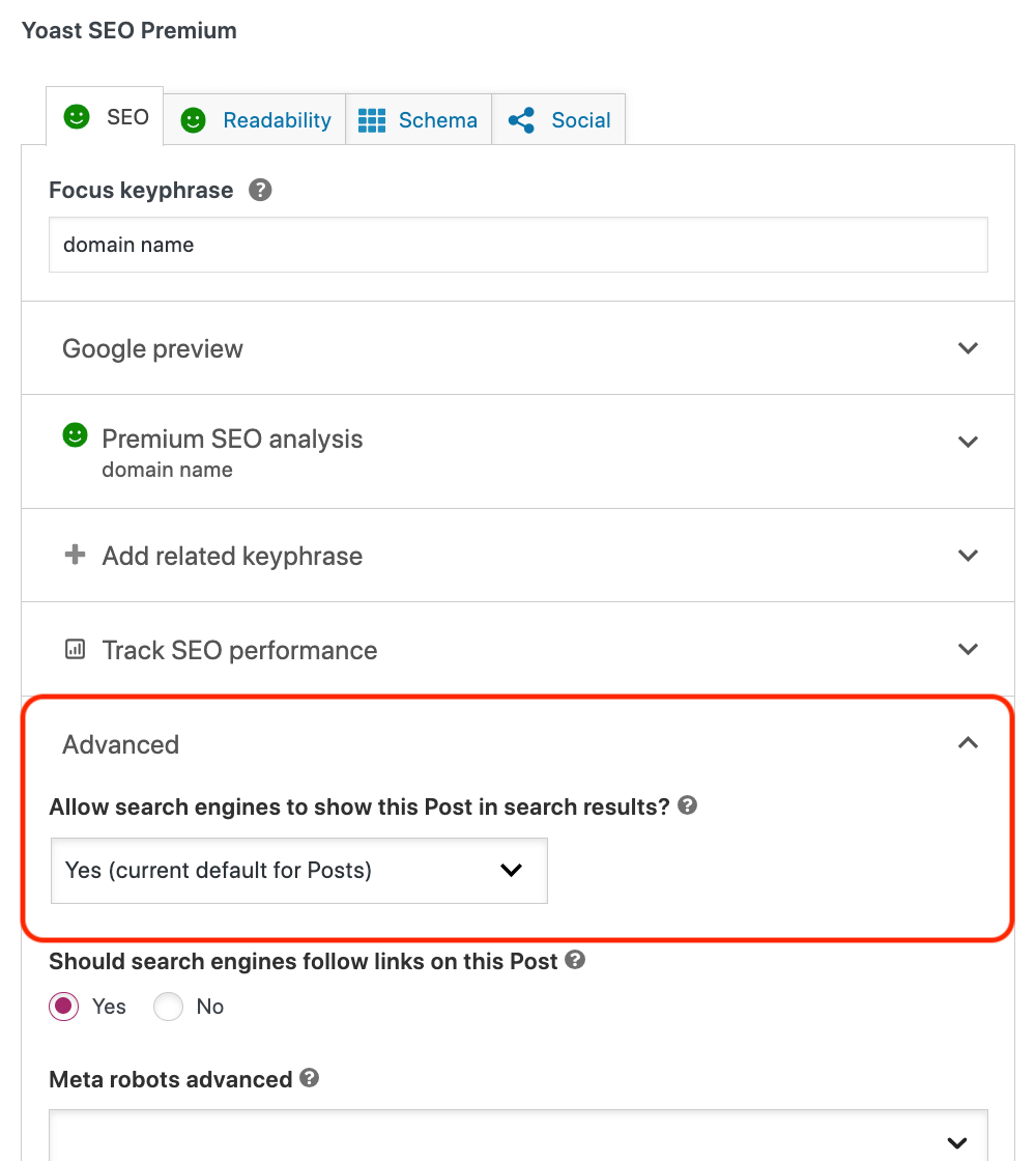 Yoast Per Post Sitemap Settings