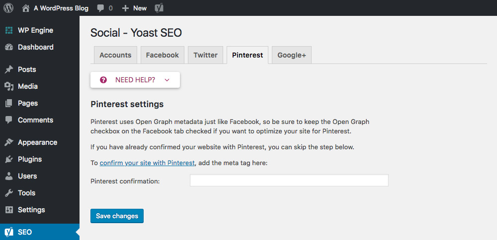 Yoast SEO: Pinterest Open Graph Data