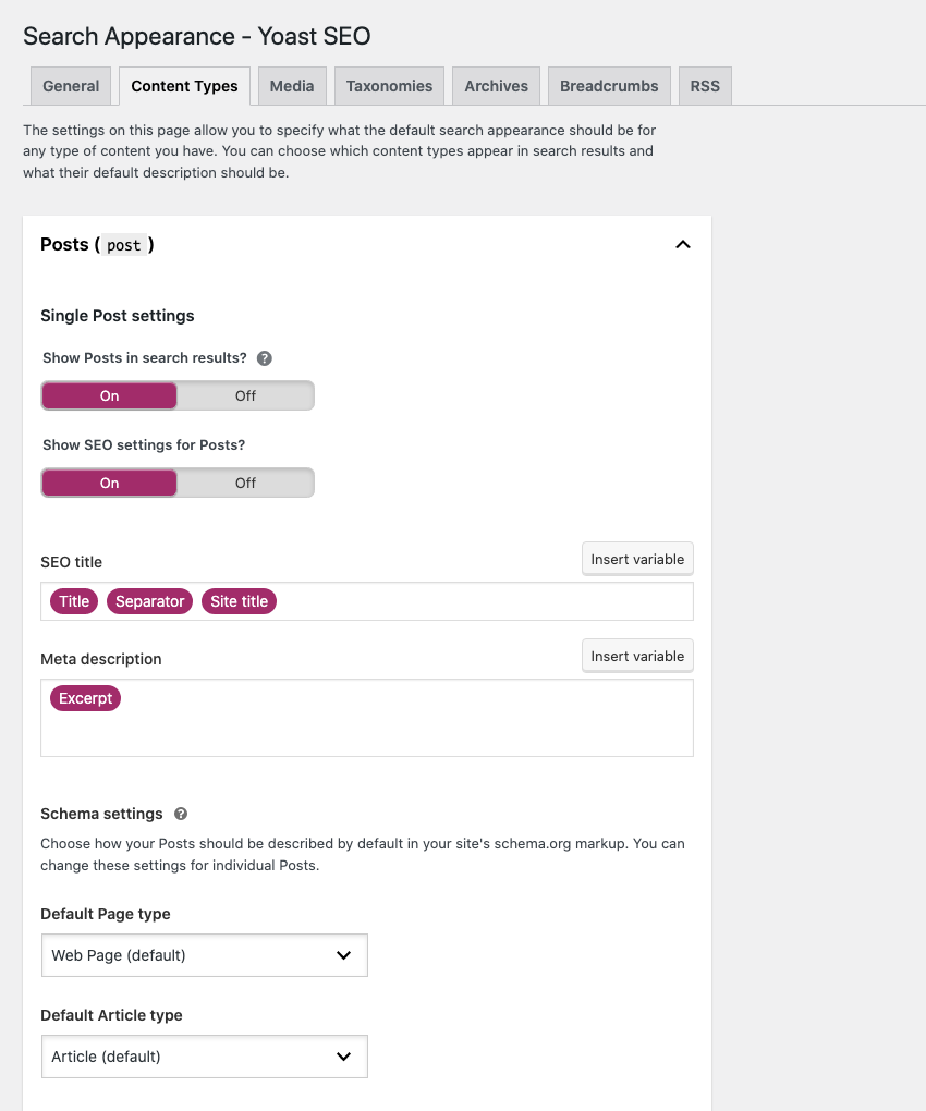 Yoast Content Types