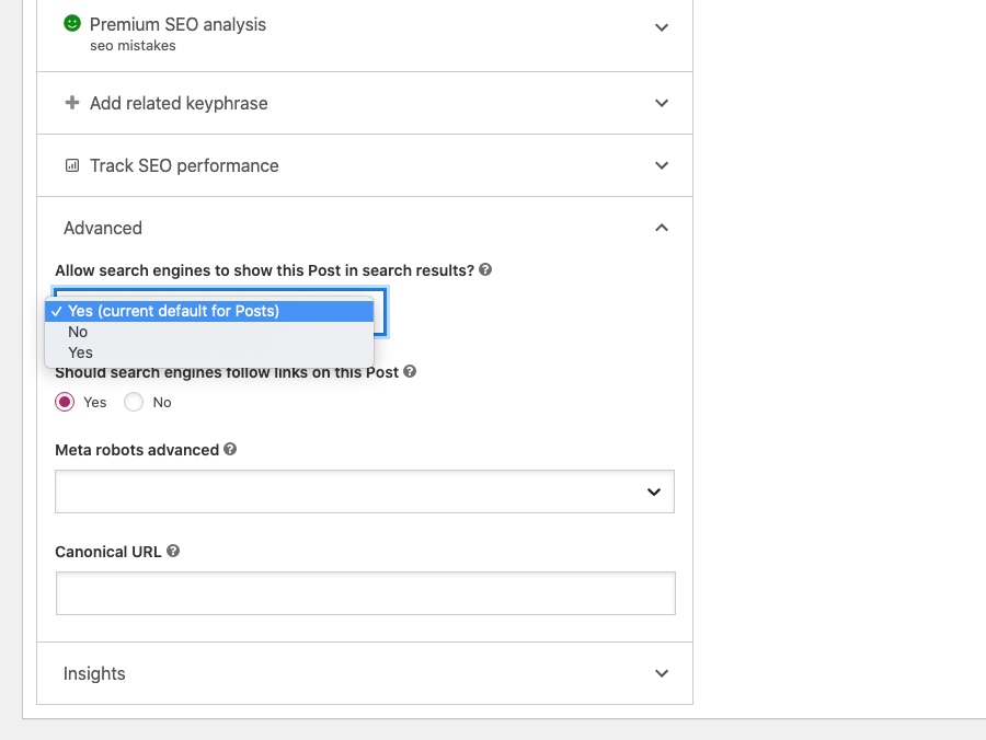 Yoast Search Appearance Settings per Page